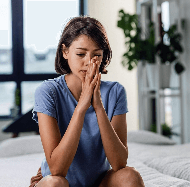 Stressful Emotions: Capturing Real Moments Woman showing stress and emotional pressure.